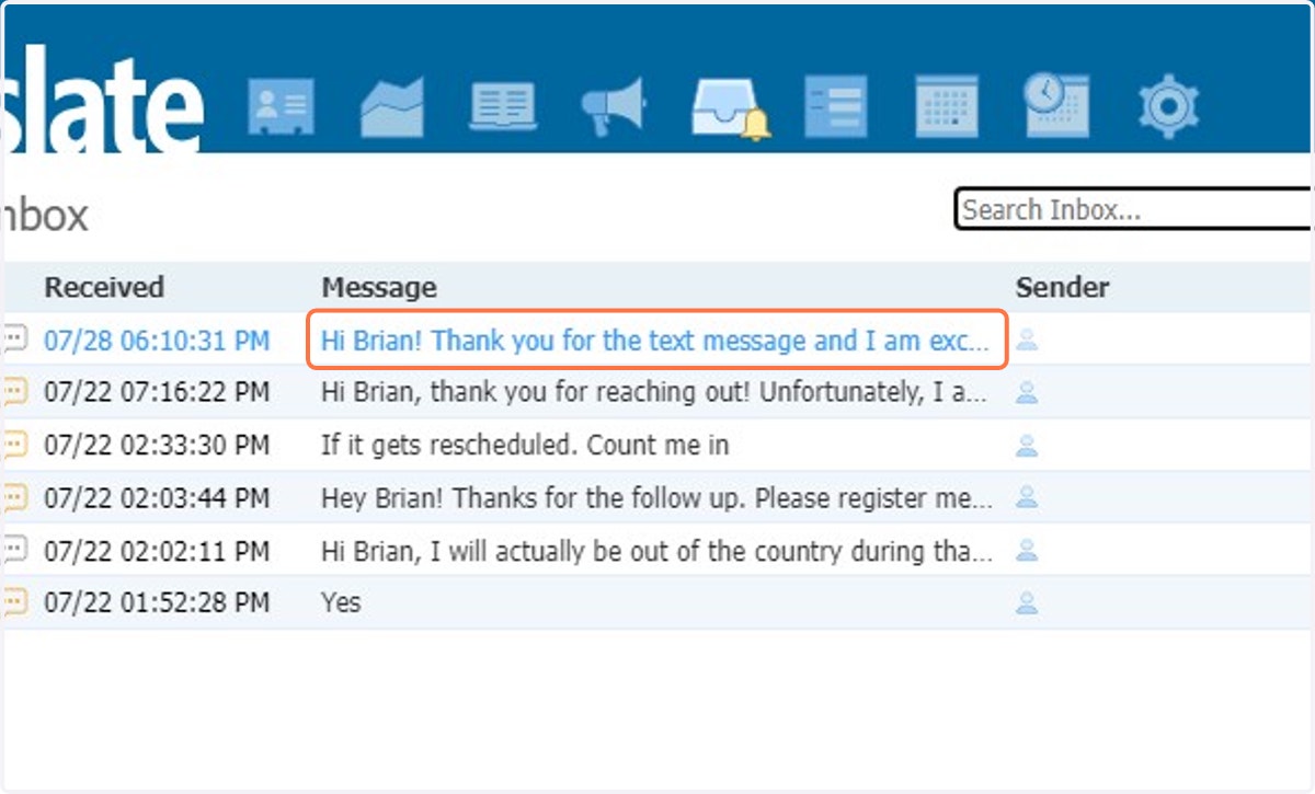 Select SMS message that you want to respond to