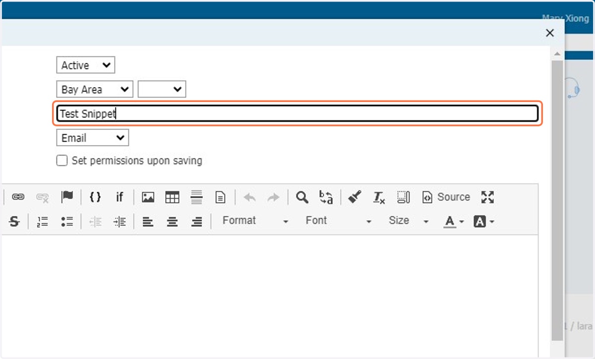 Create a Snippet Name