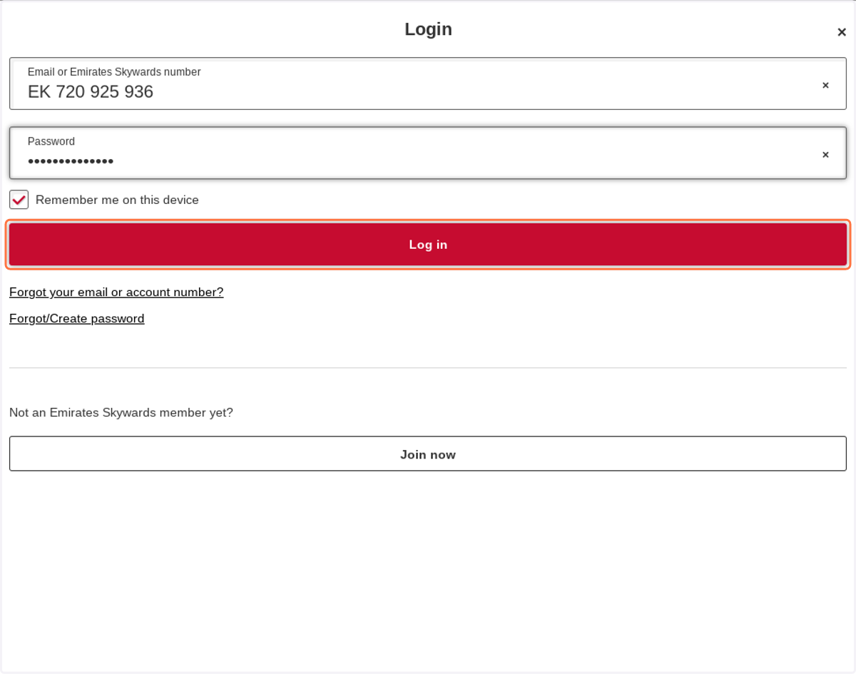 Click on Log in