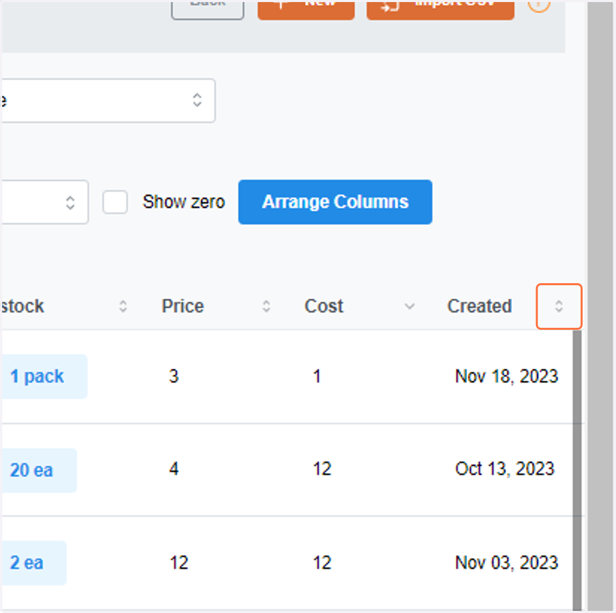To sort the date modified, click the dropdown arrow.
