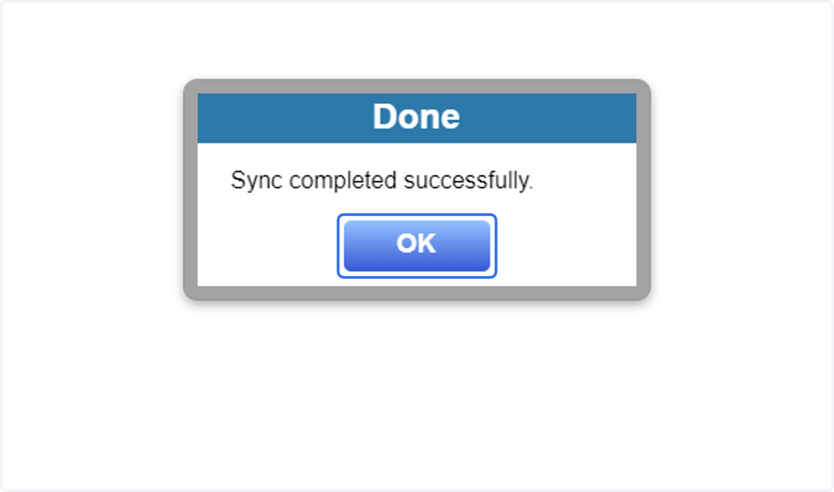 When the class has been synced, click on OK
