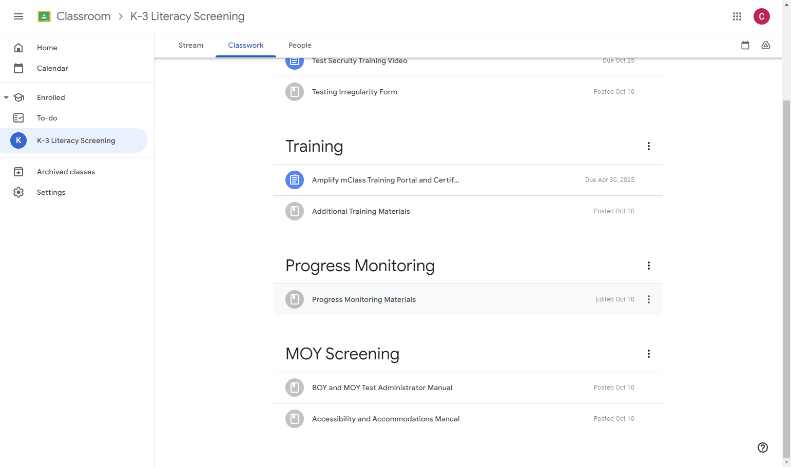 Under the Progress Monitoring topic, select "Progress Monitoring Materials."