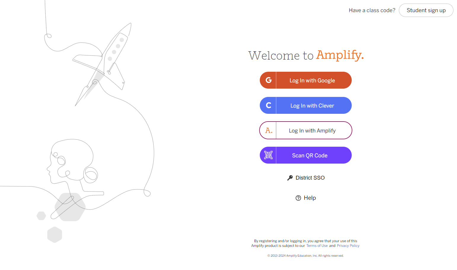 On your teacher device (touchscreen preferred), -Navigate to my.amplify.com -Click on Log In with Amplify