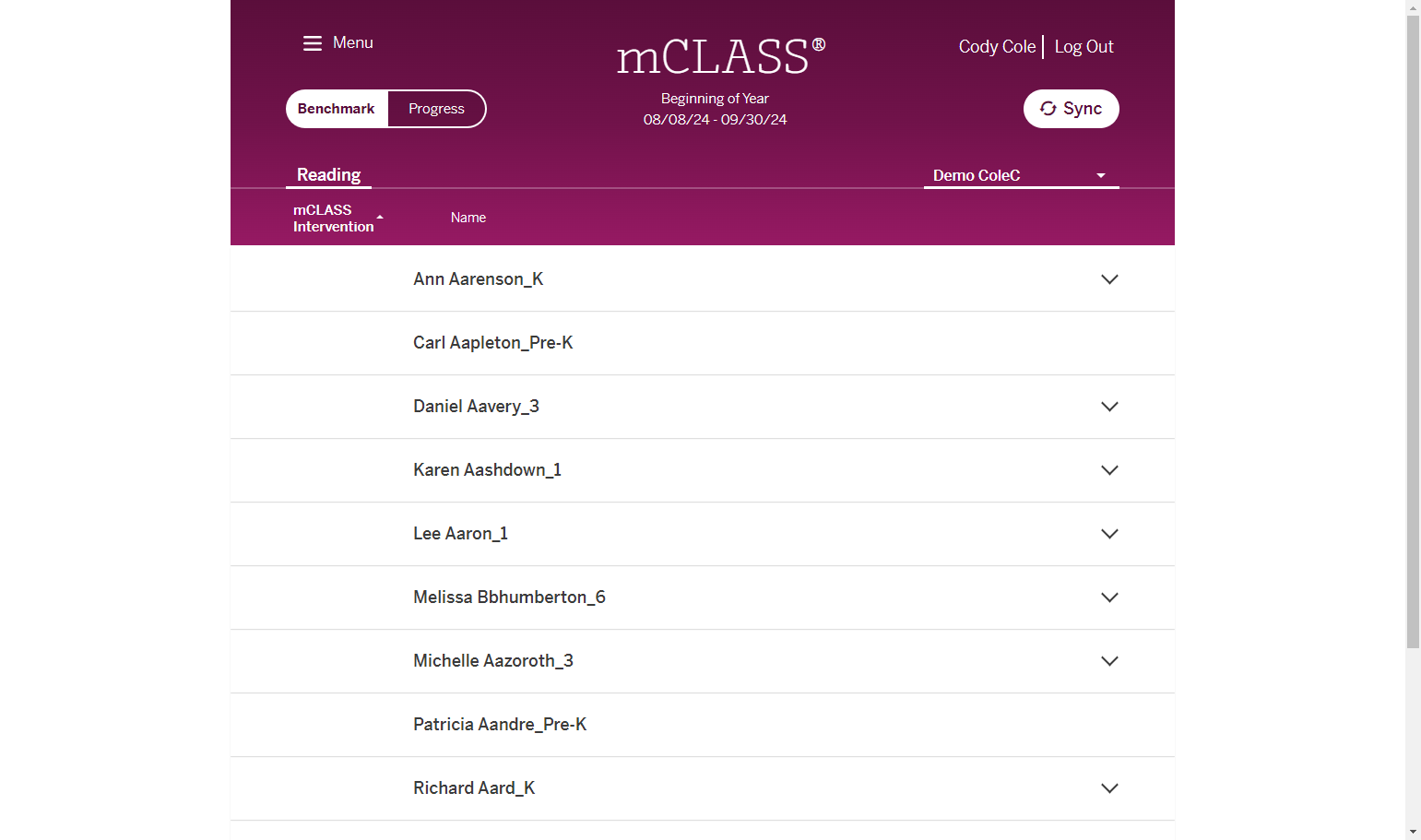 Click on Progress to access the progress monitoring materials.
