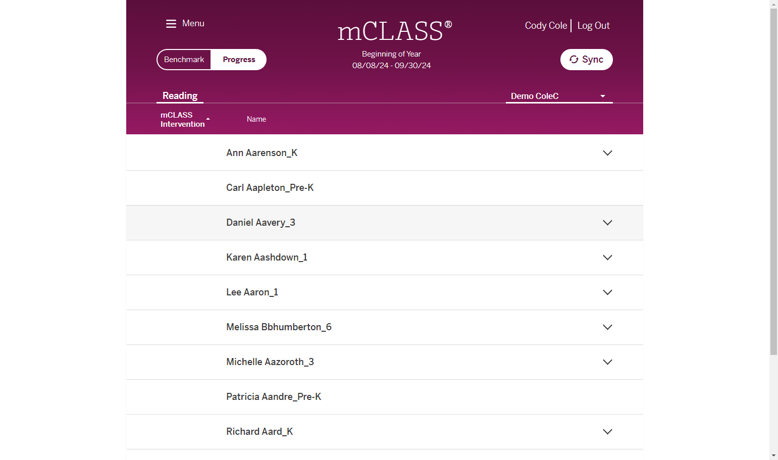 Select the appropriate student.