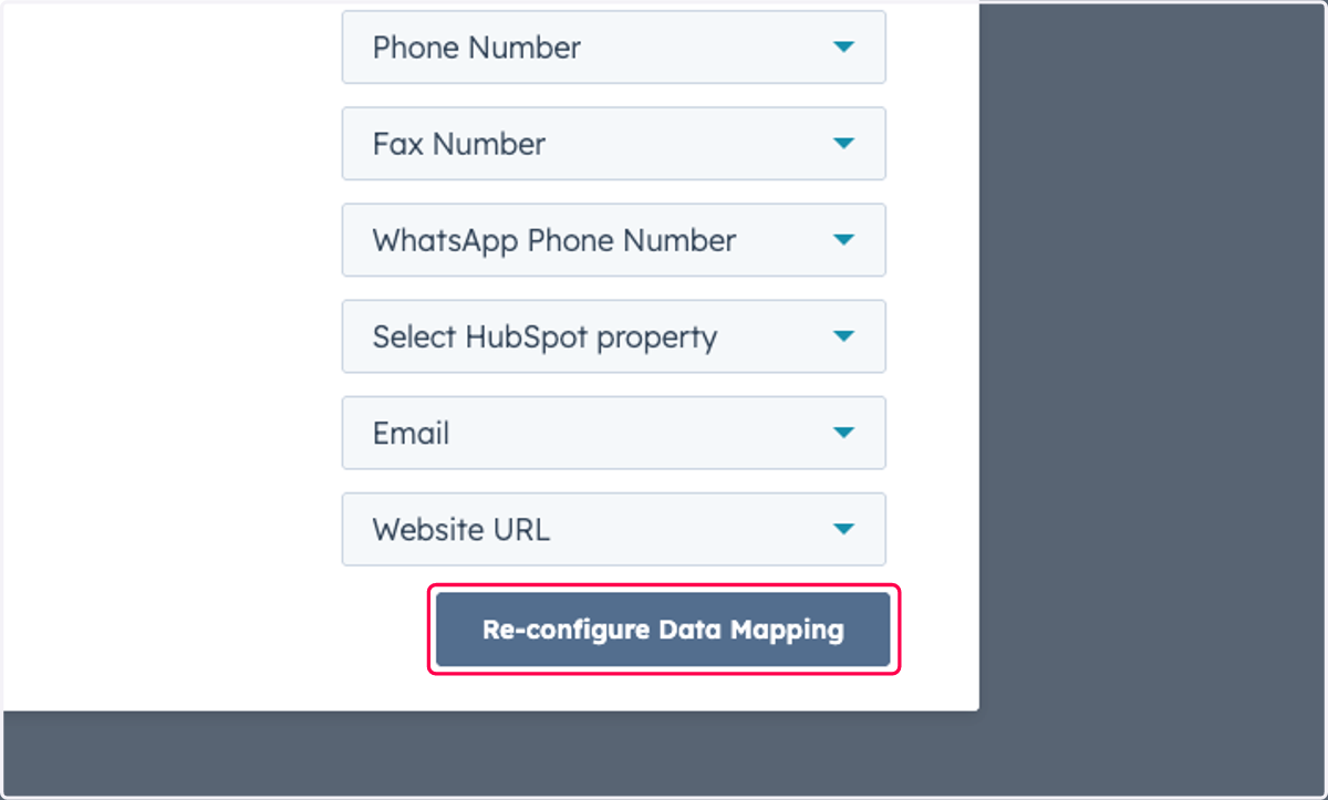 Click on Re-configure Data Mapping