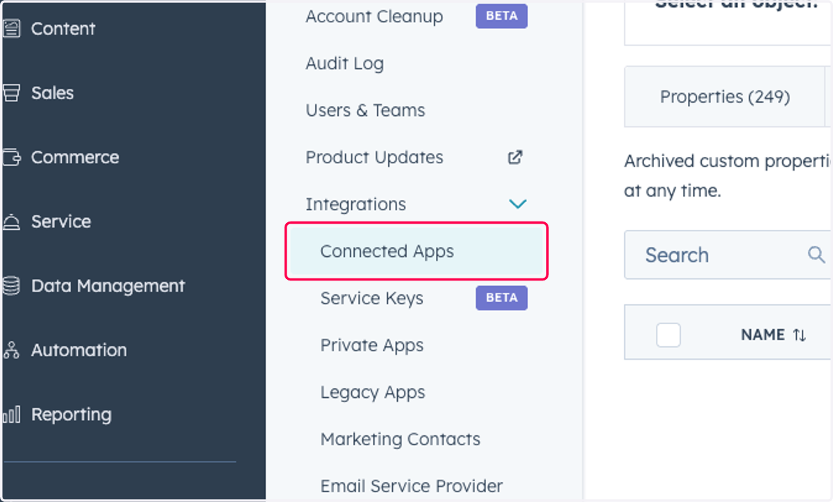 Click on Connected Apps