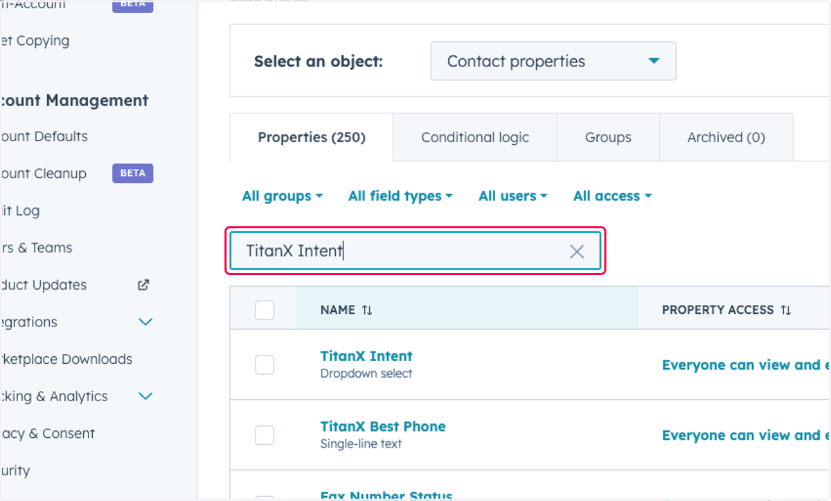 Type "TitanX Intent"