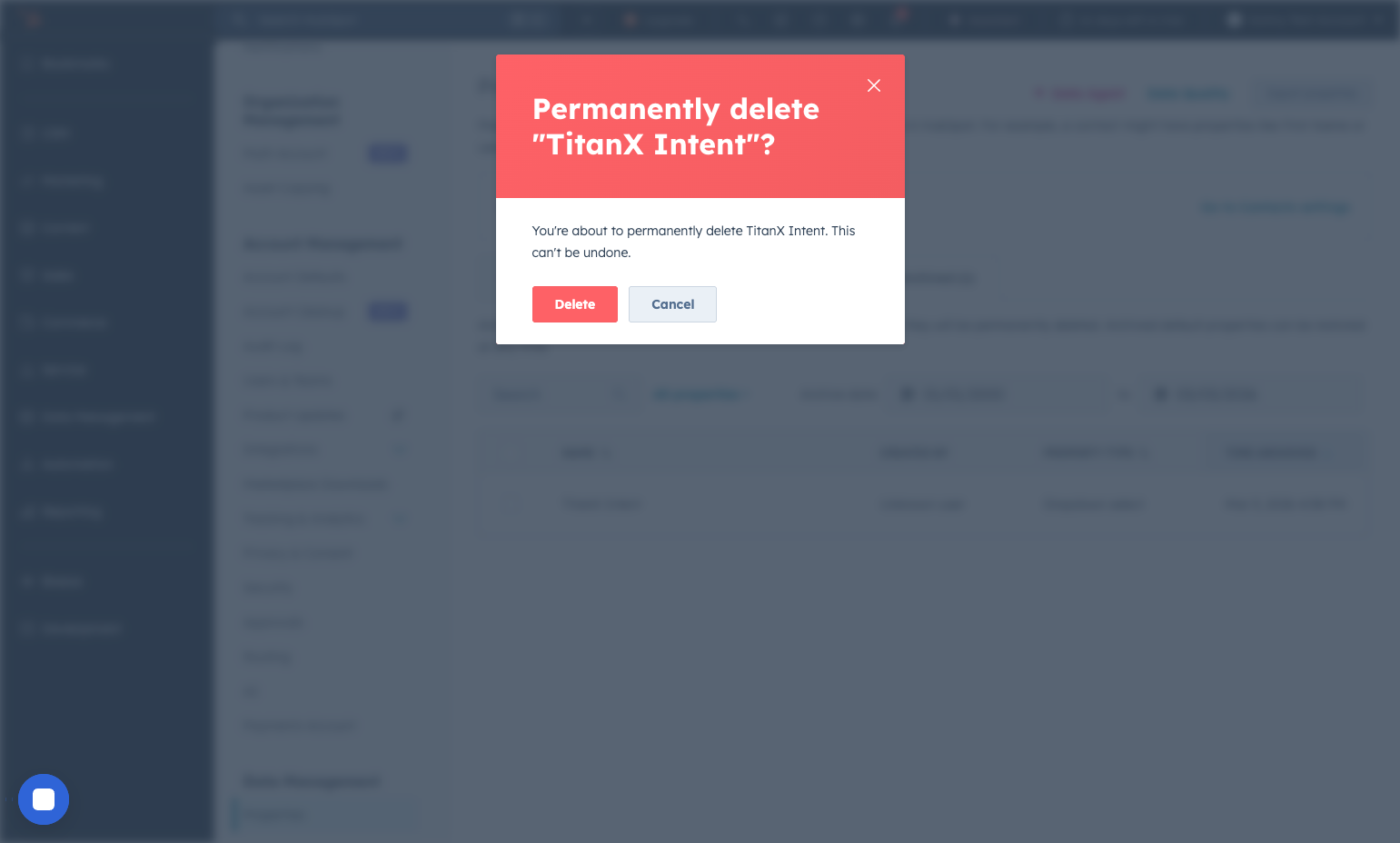 Click on Delete