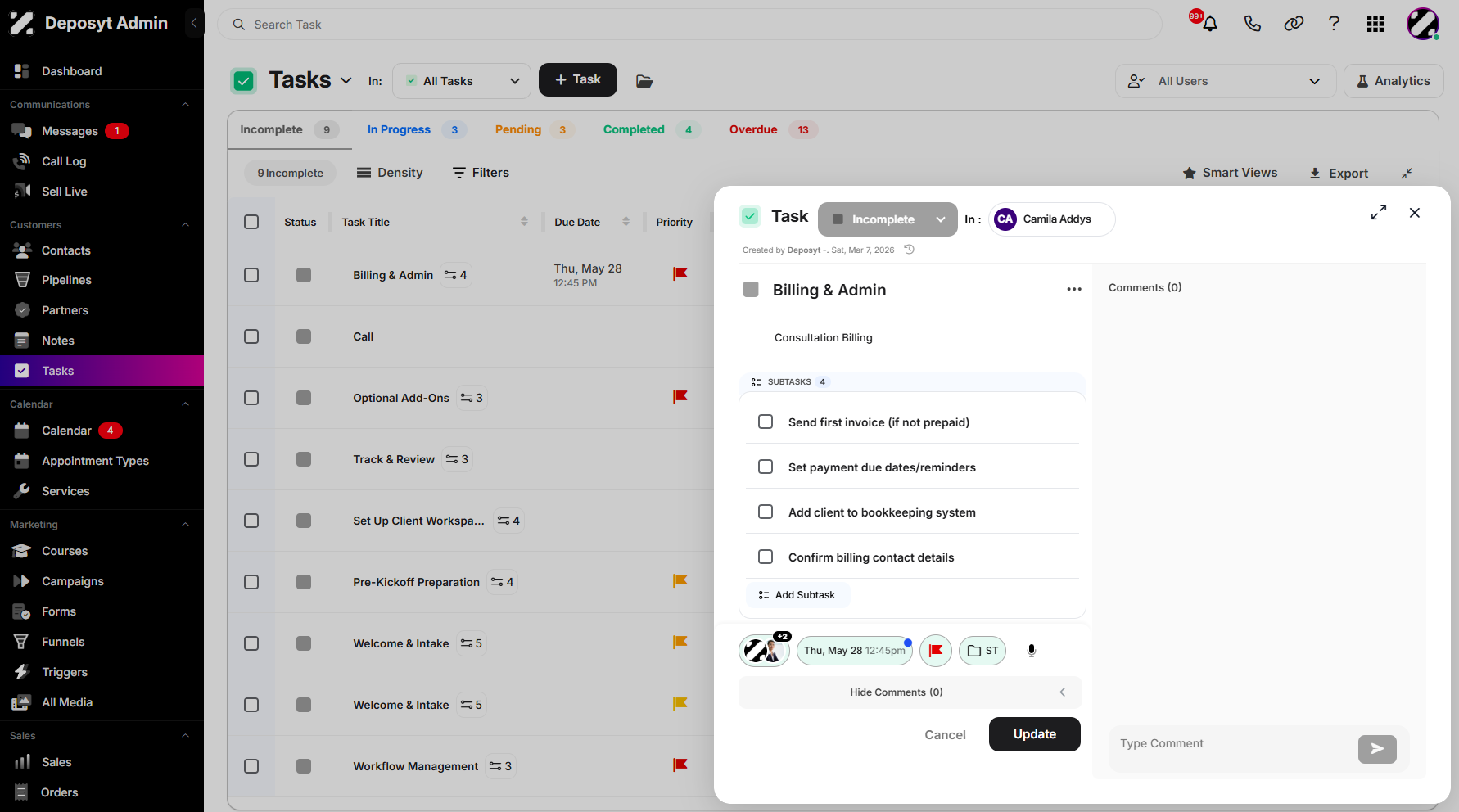Step 5: A pop-up window will appear, allowing you to make adjustments to your existing task.