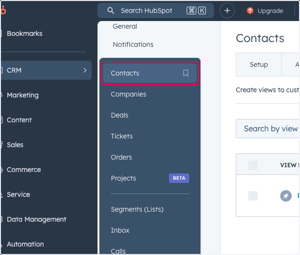Click on Contacts