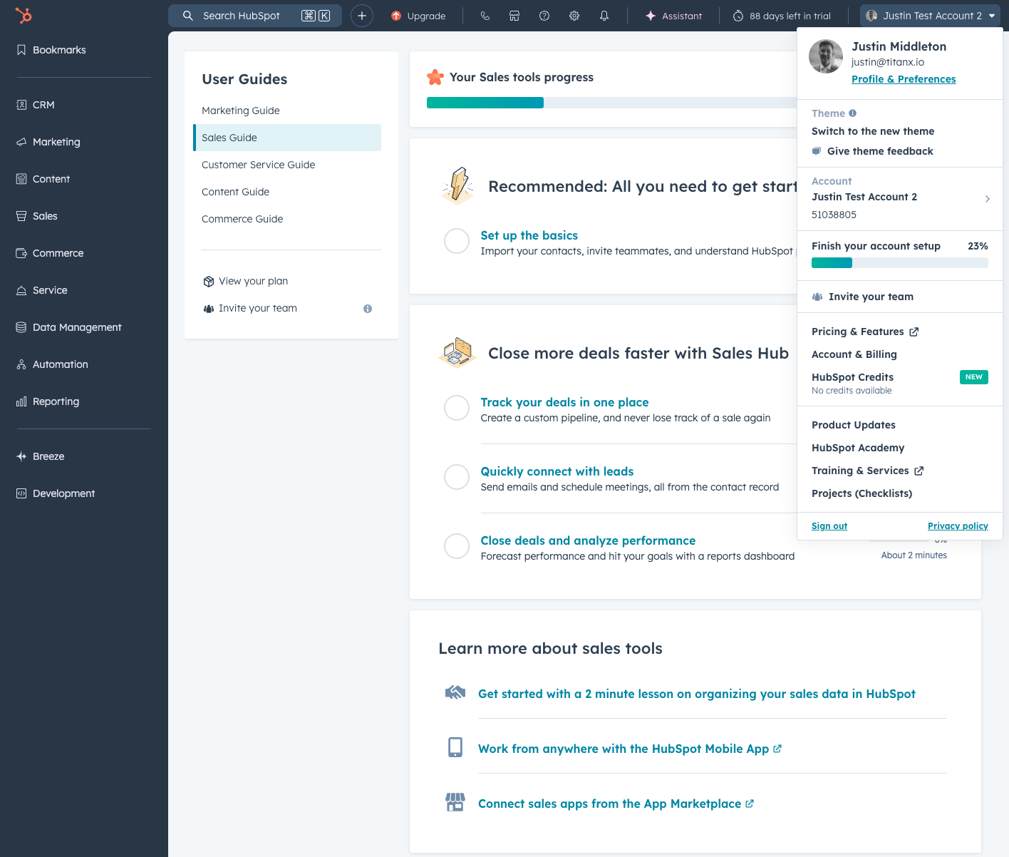 Click on Profile & Preferences