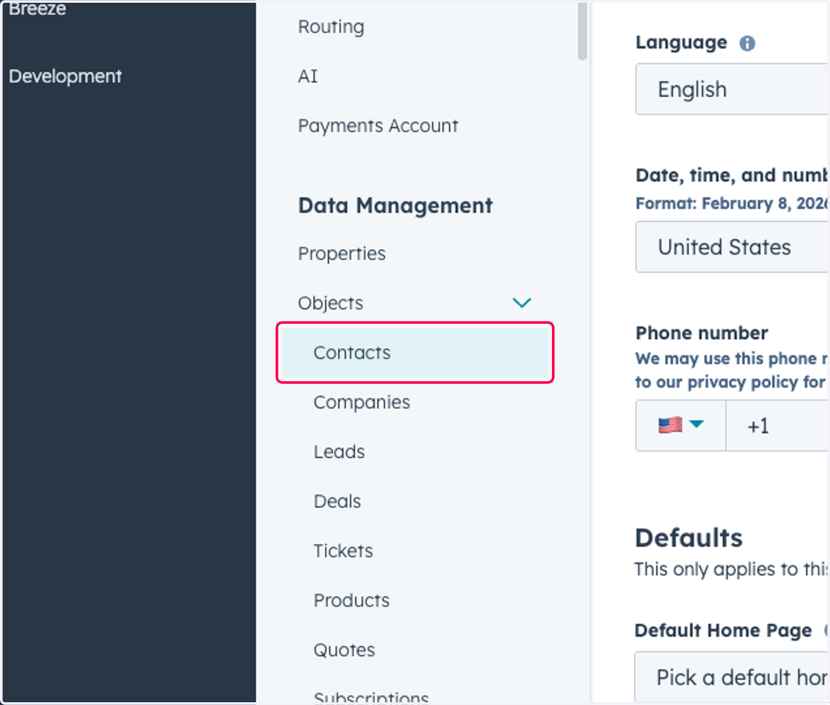 Click on Contacts