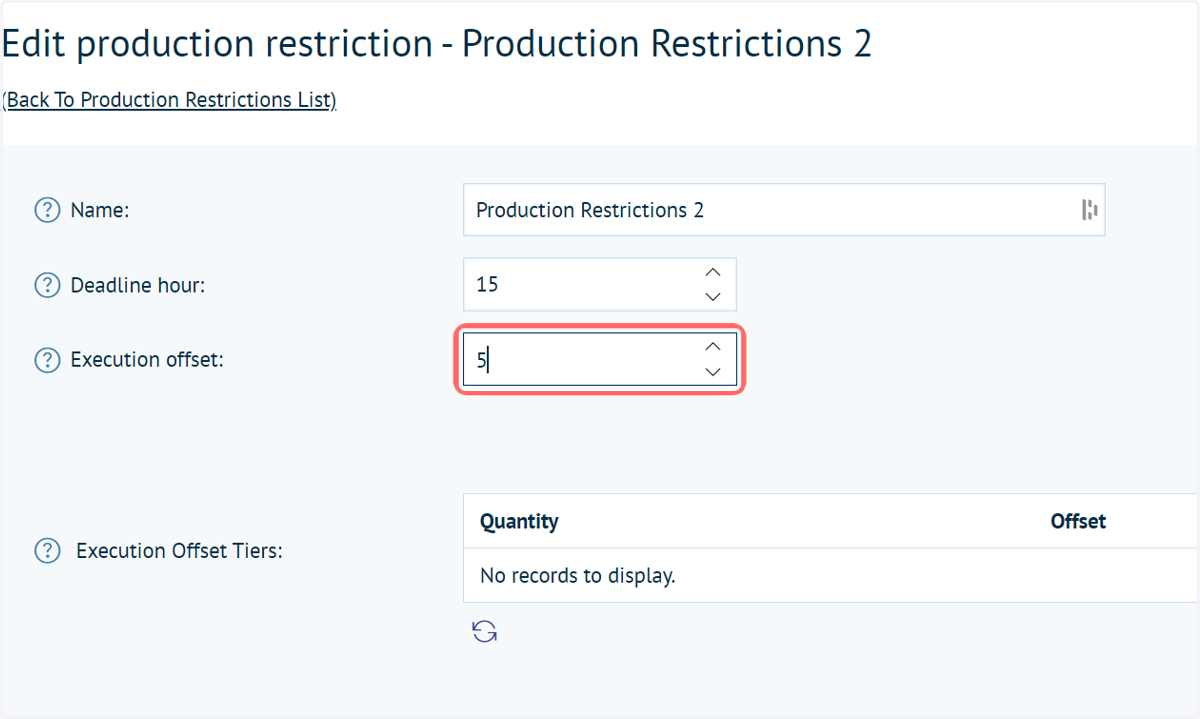 Input an Execution Offset