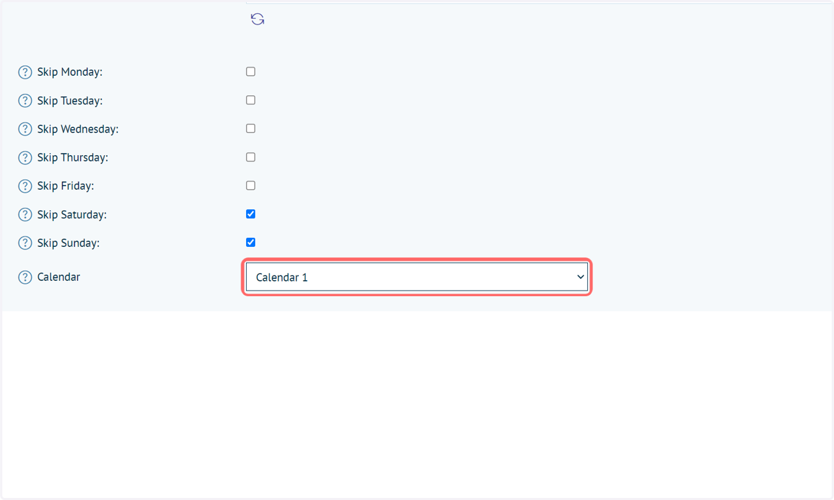 Specify from your configured calendars