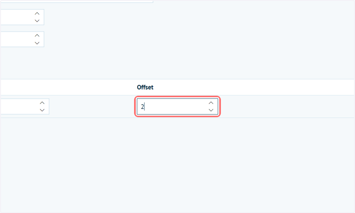 Type the offset (in days) for the specified quantity