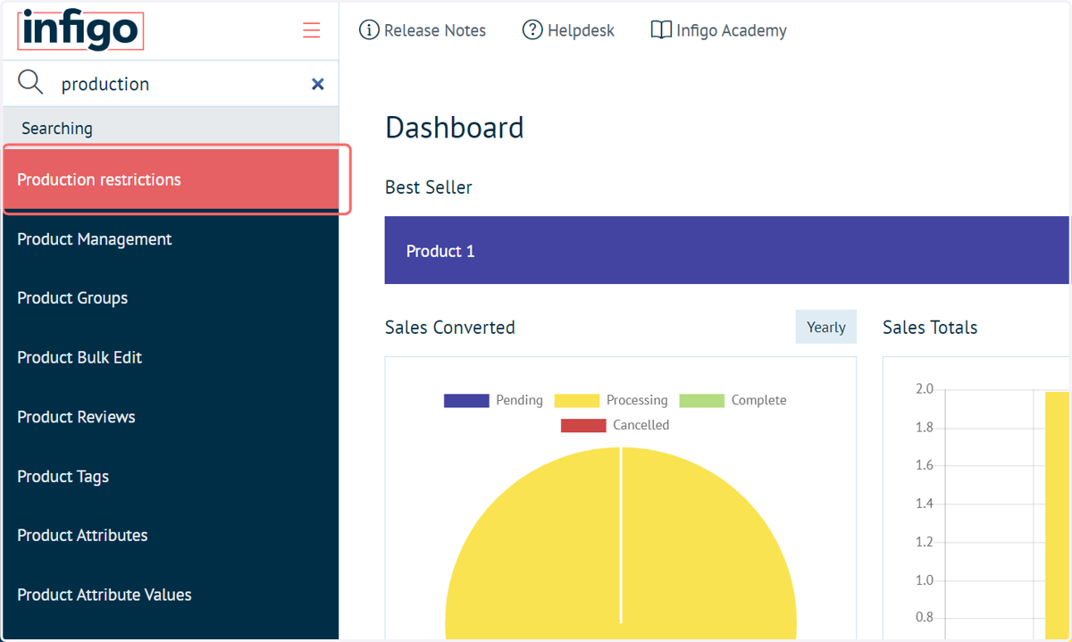 Navigate to Production restrictions