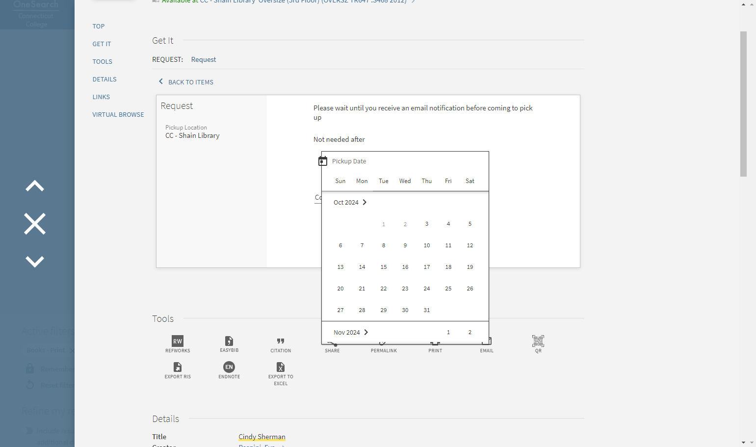 OPTIONAL: Select "not needed after" date on calendar