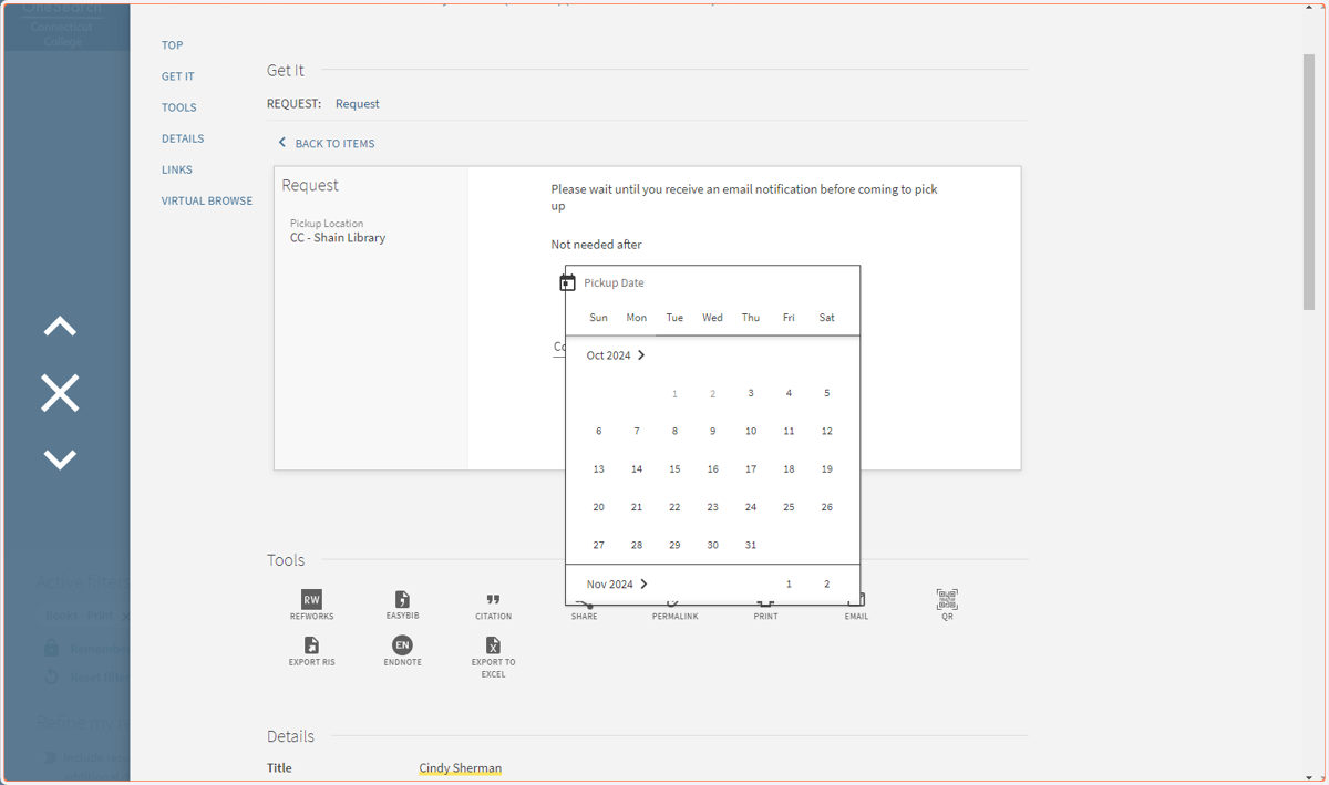 OPTIONAL: Select "not needed after" date on calendar