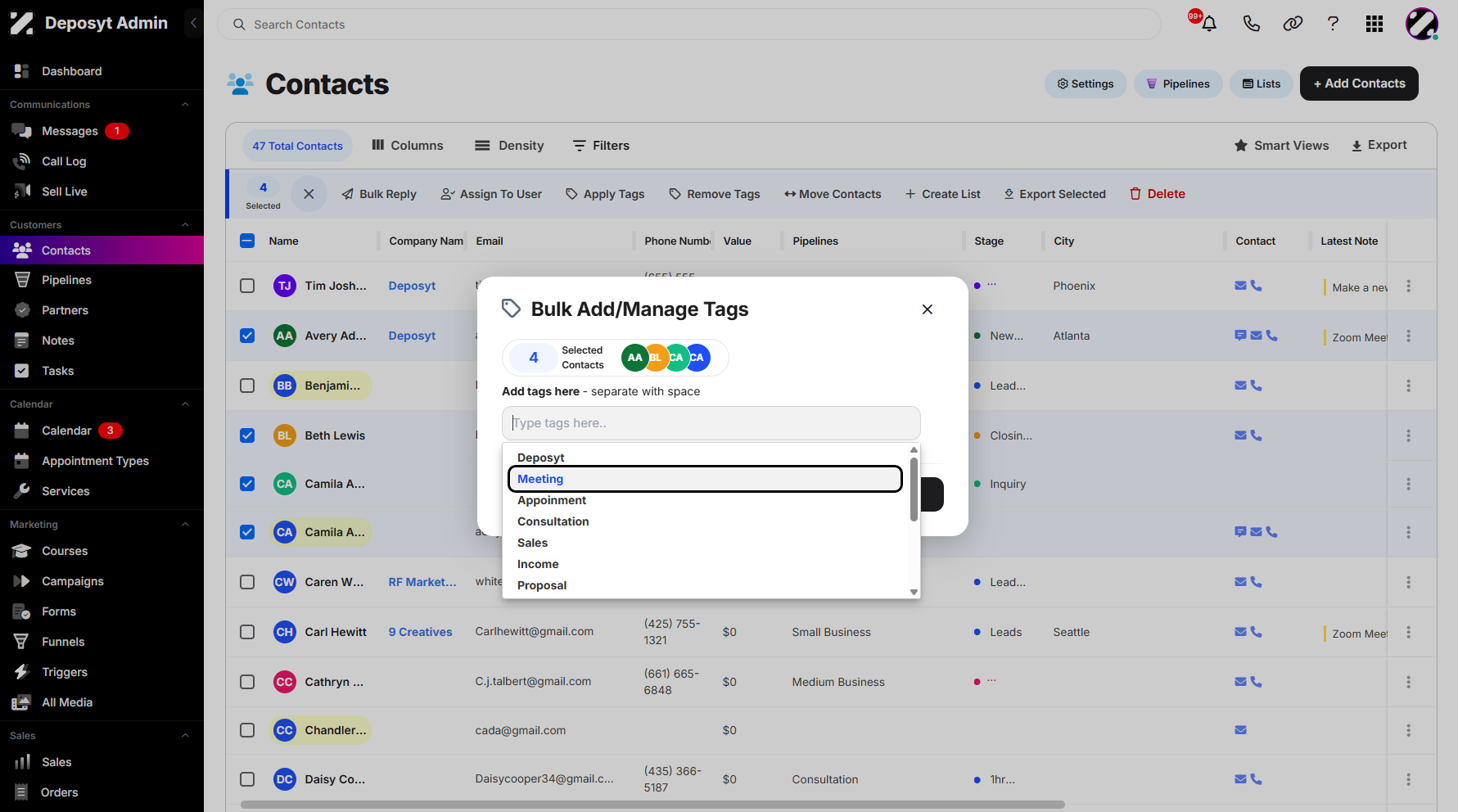 Step 8: Once clicked, all existing tags will be displayed. From here, you can choose the tags you want to apply.