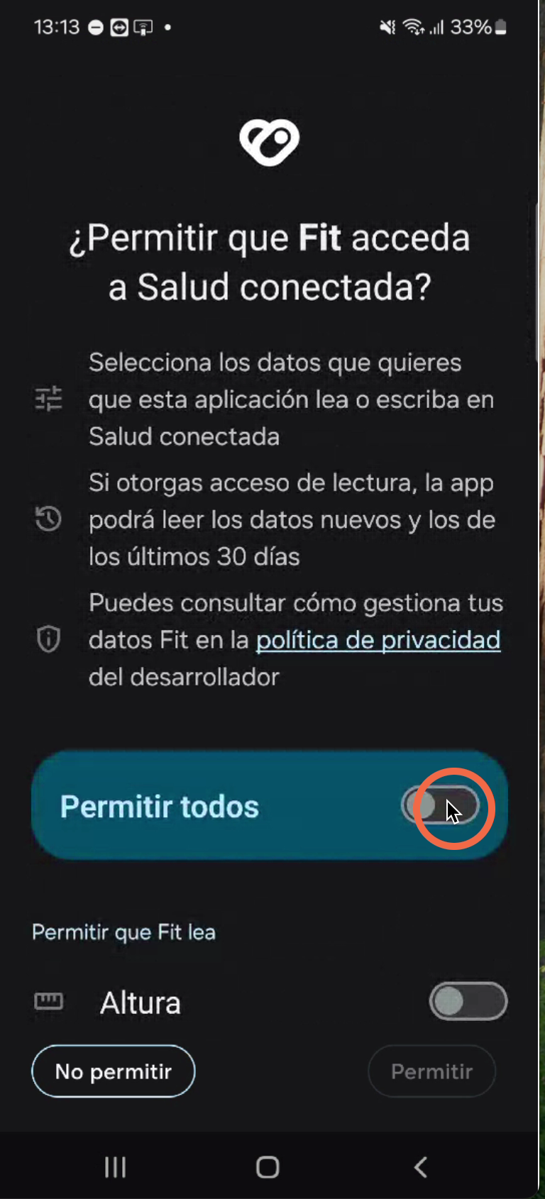 Activamos la opción de "Permitir todos"