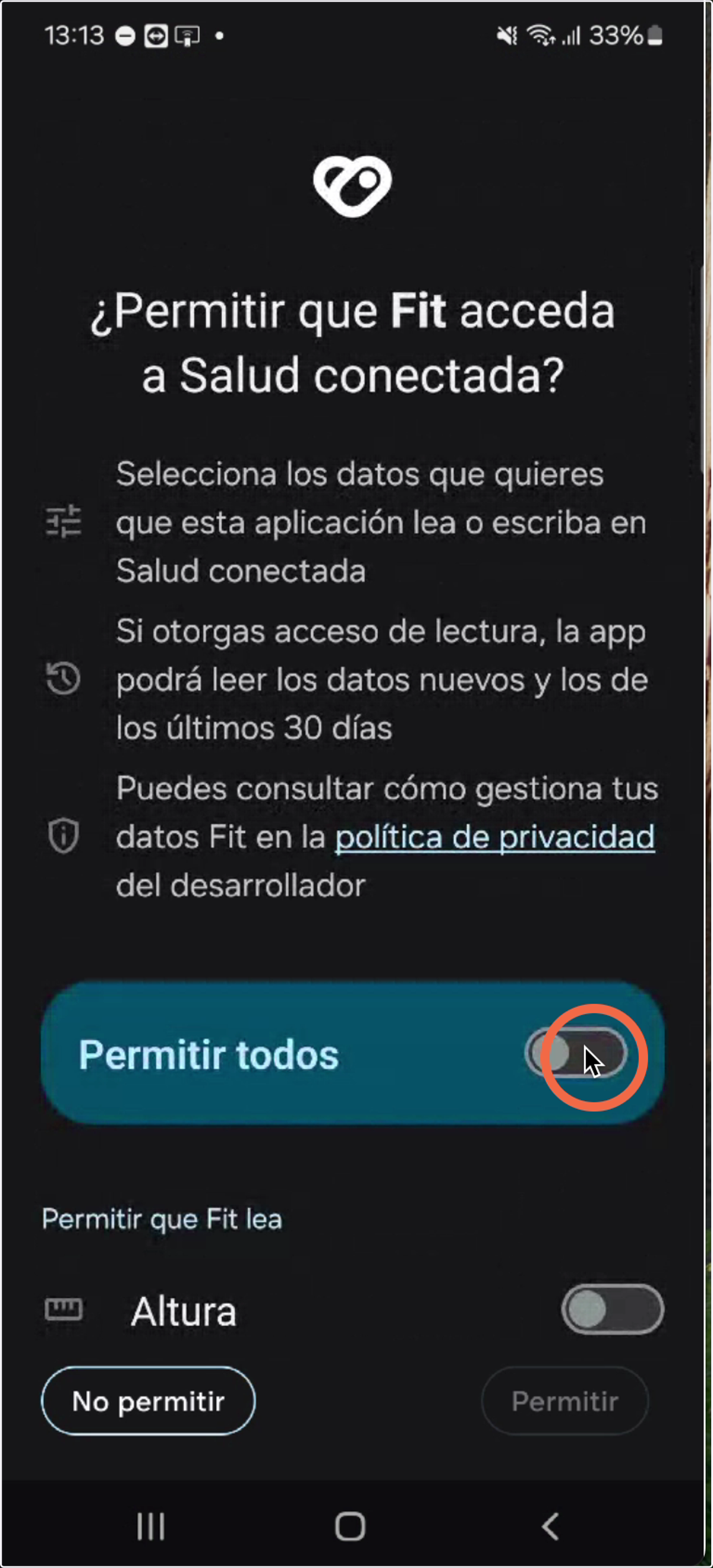 Activamos la opción de "Permitir todos"