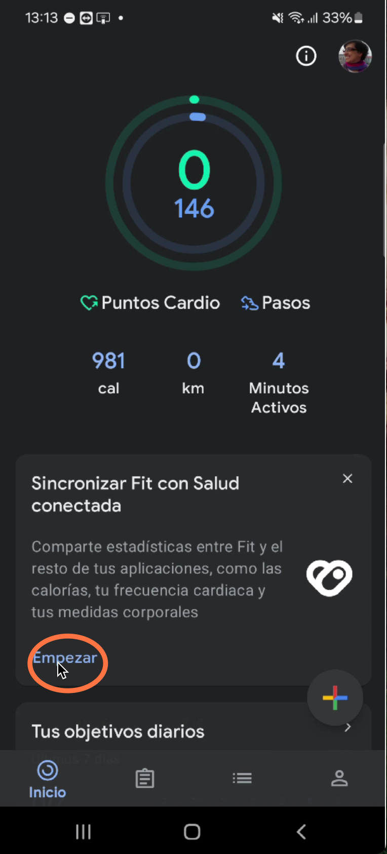 Por último, sincronizaremos Fit con Health Connect (Salud Conectada) para permitir el acceso a los pasos desde la aplicación Esc@la Salut