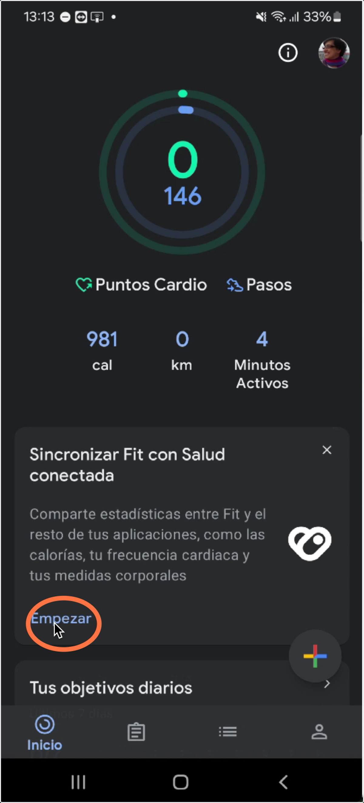Por último, sincronizaremos Fit con Health Connect (Salud Conectada) para permitir el acceso a los pasos desde la aplicación Esc@la Salut