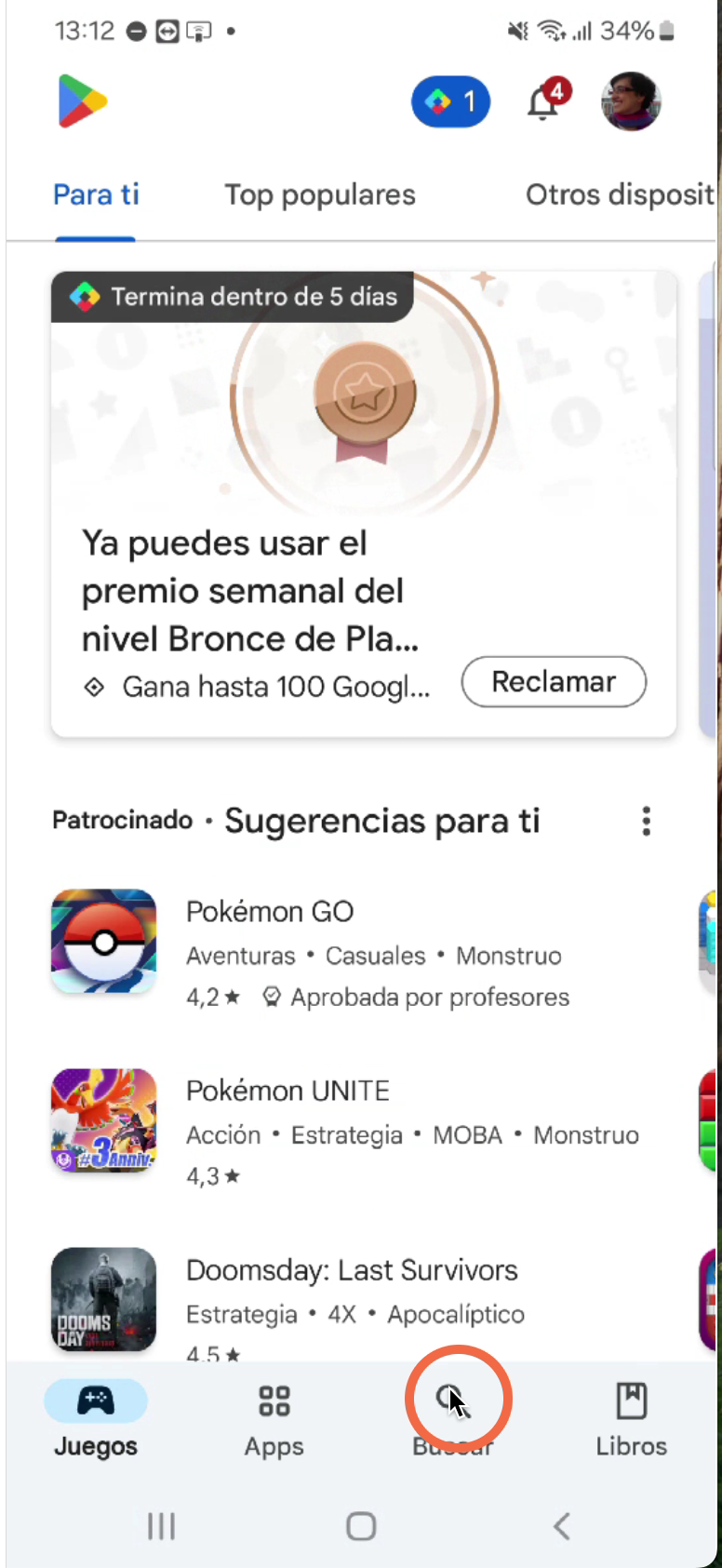 Le damos a buscar e introducimos el término Google Fit