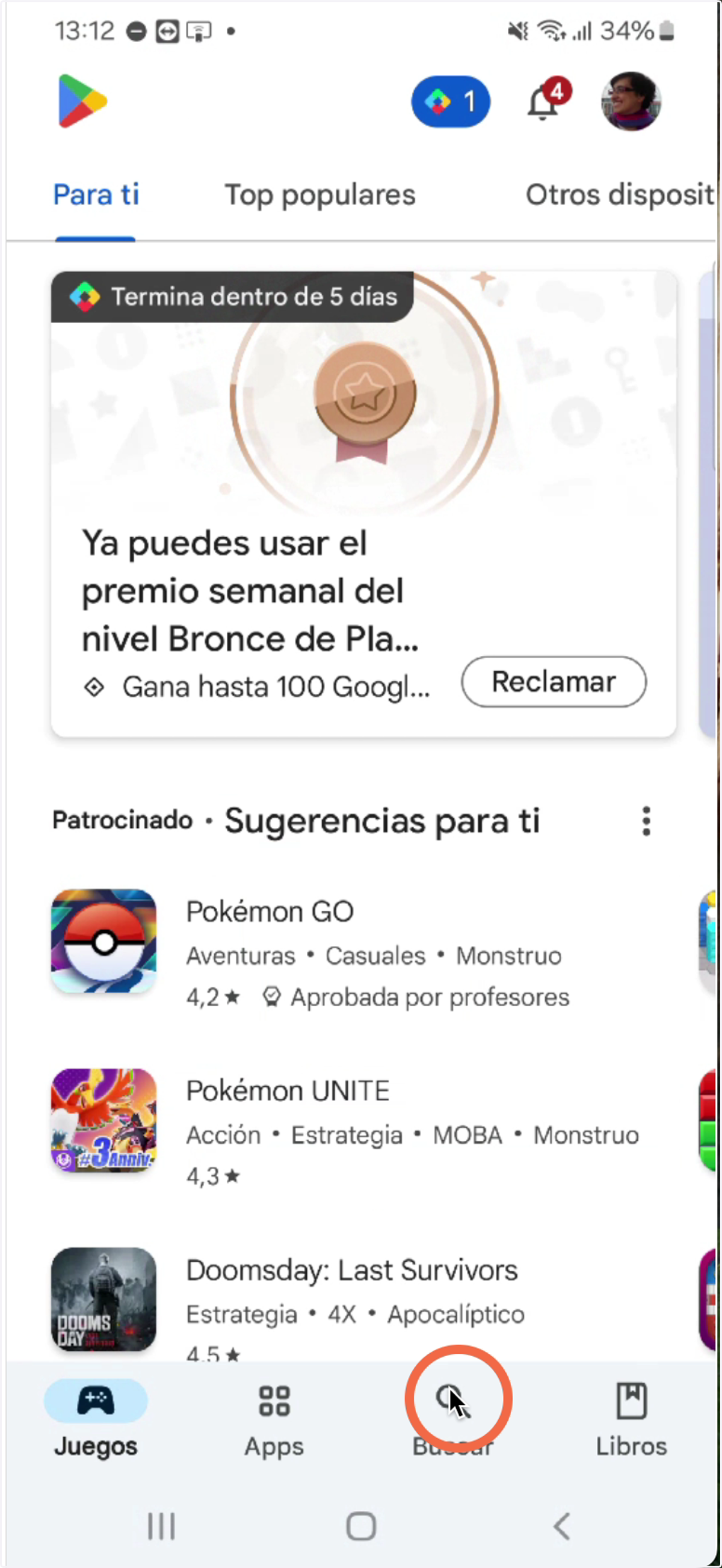 Le damos a buscar e introducimos el término Google Fit