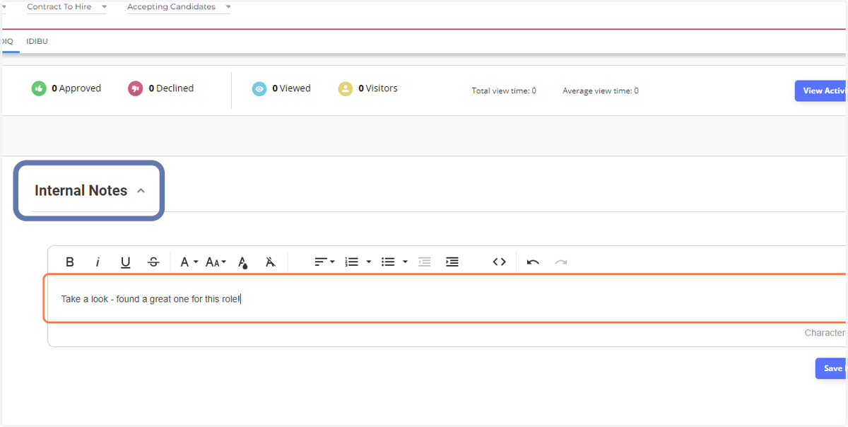 Recruiter: Internal Notes