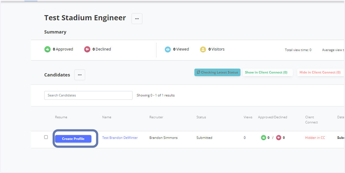 Click on Create Profile
