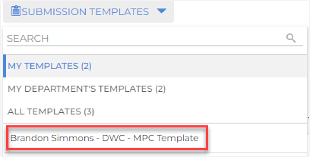 Click on SUBMISSION TEMPLATES