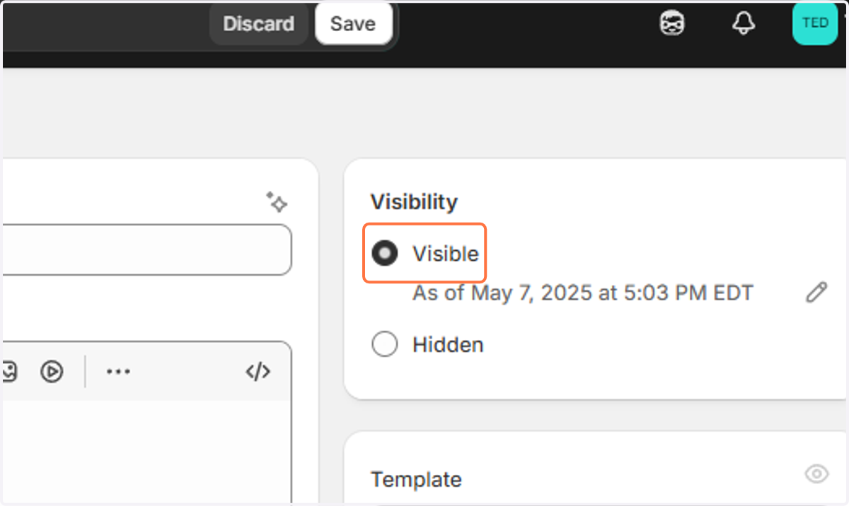 Select 'Visible' checkbox