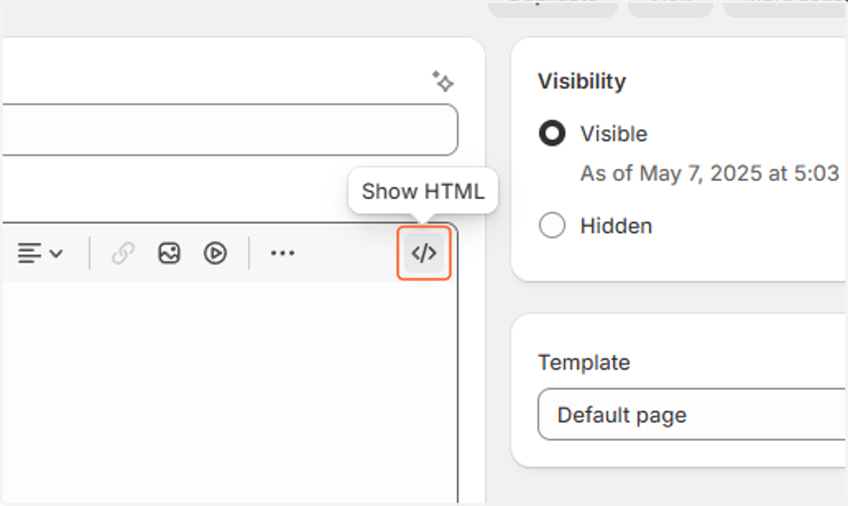 Click on Show HTML