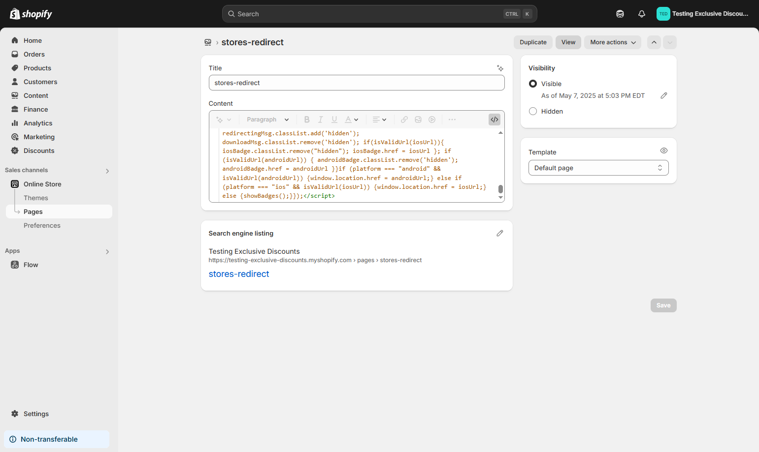 Click on View to preview you page