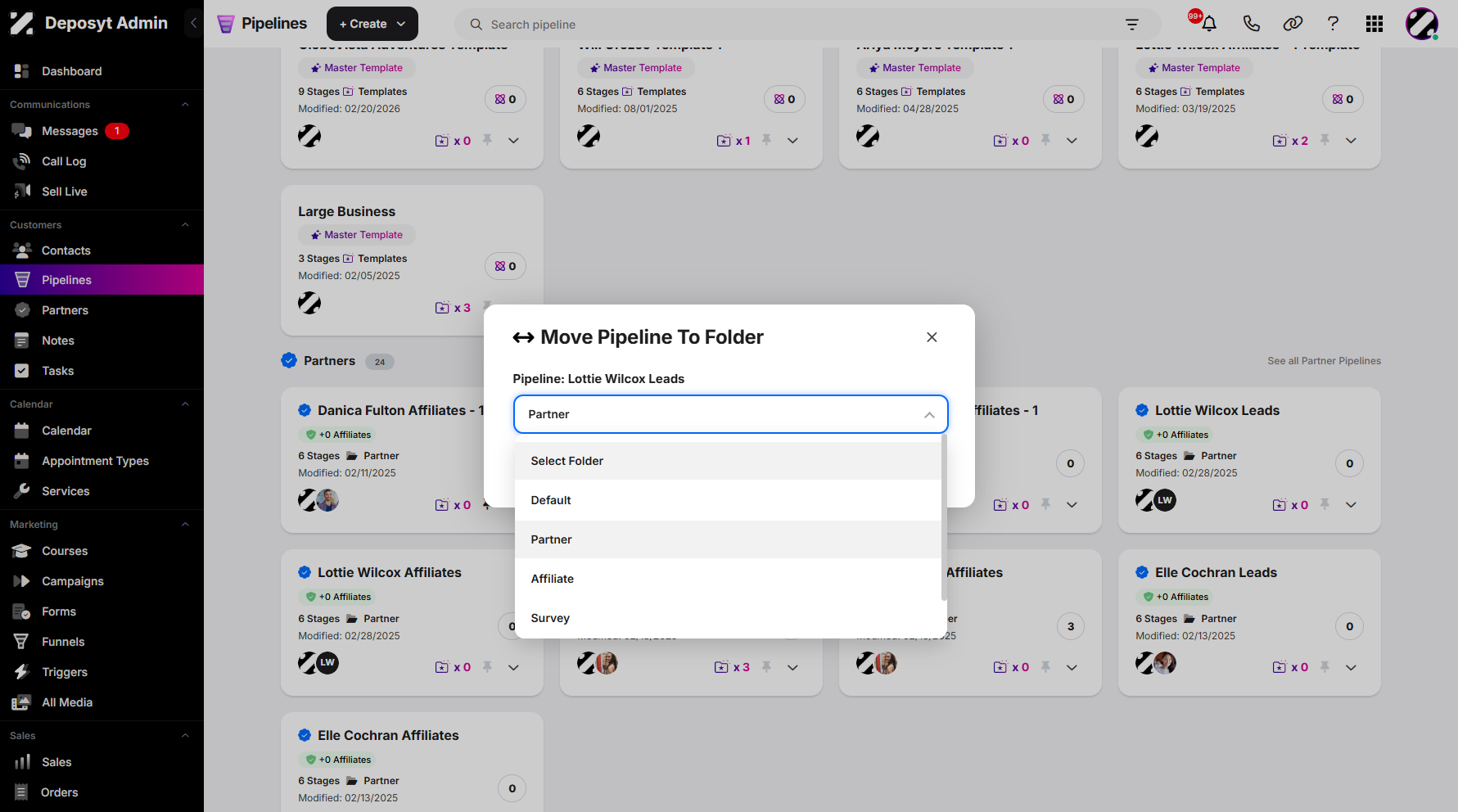 Step 6: Once all available folders are revealed, select one and click on it to save it.