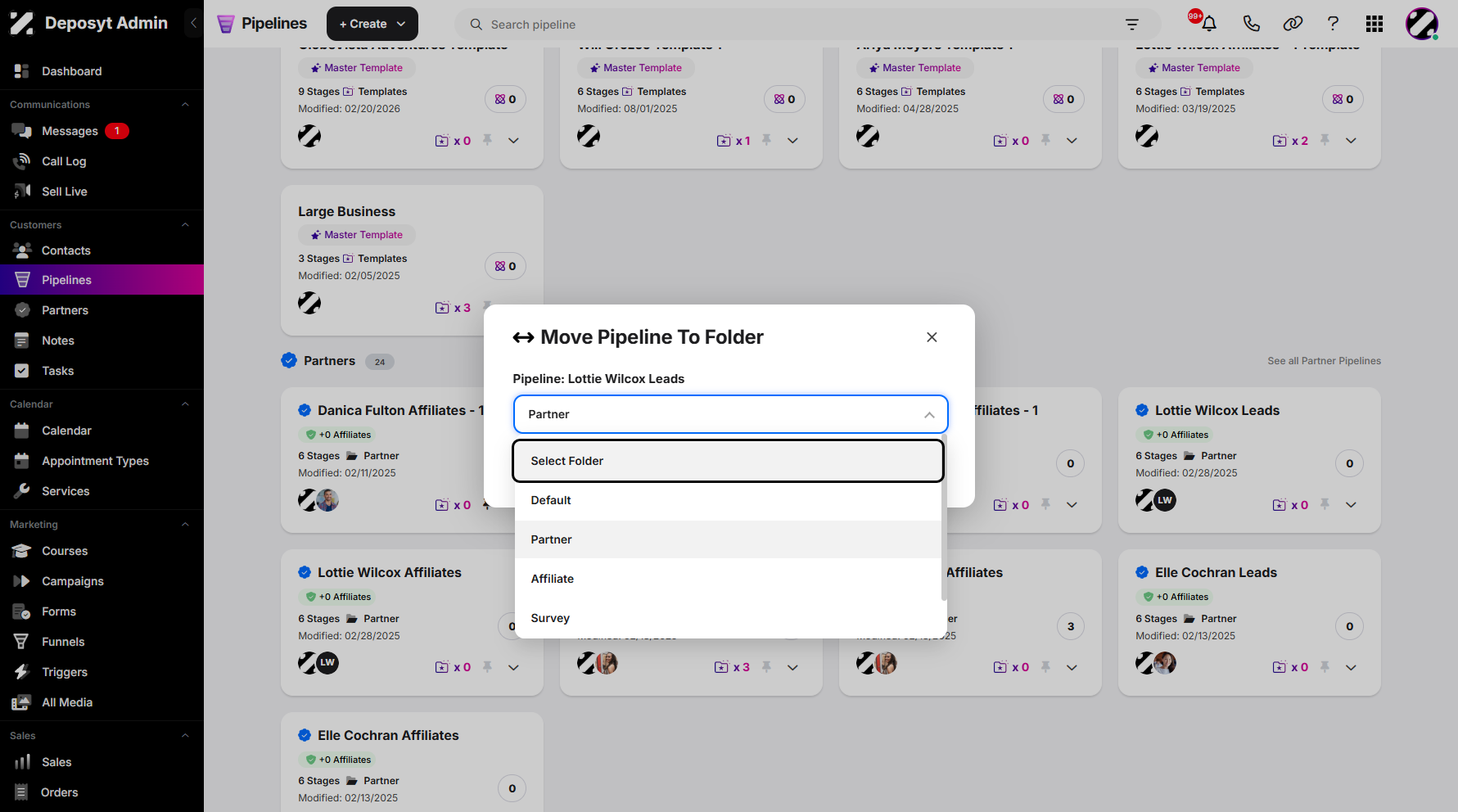 Step 6: Once all available folders are revealed, select one and click on it to save it.