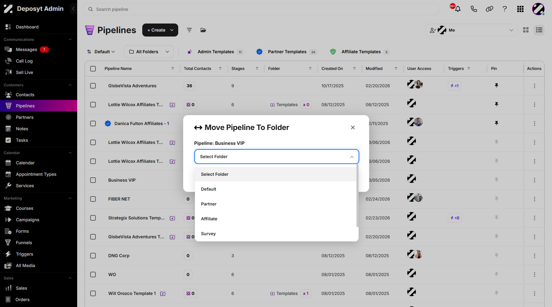 Step 10: Click on Select Folder dropdown menu to select a destination.