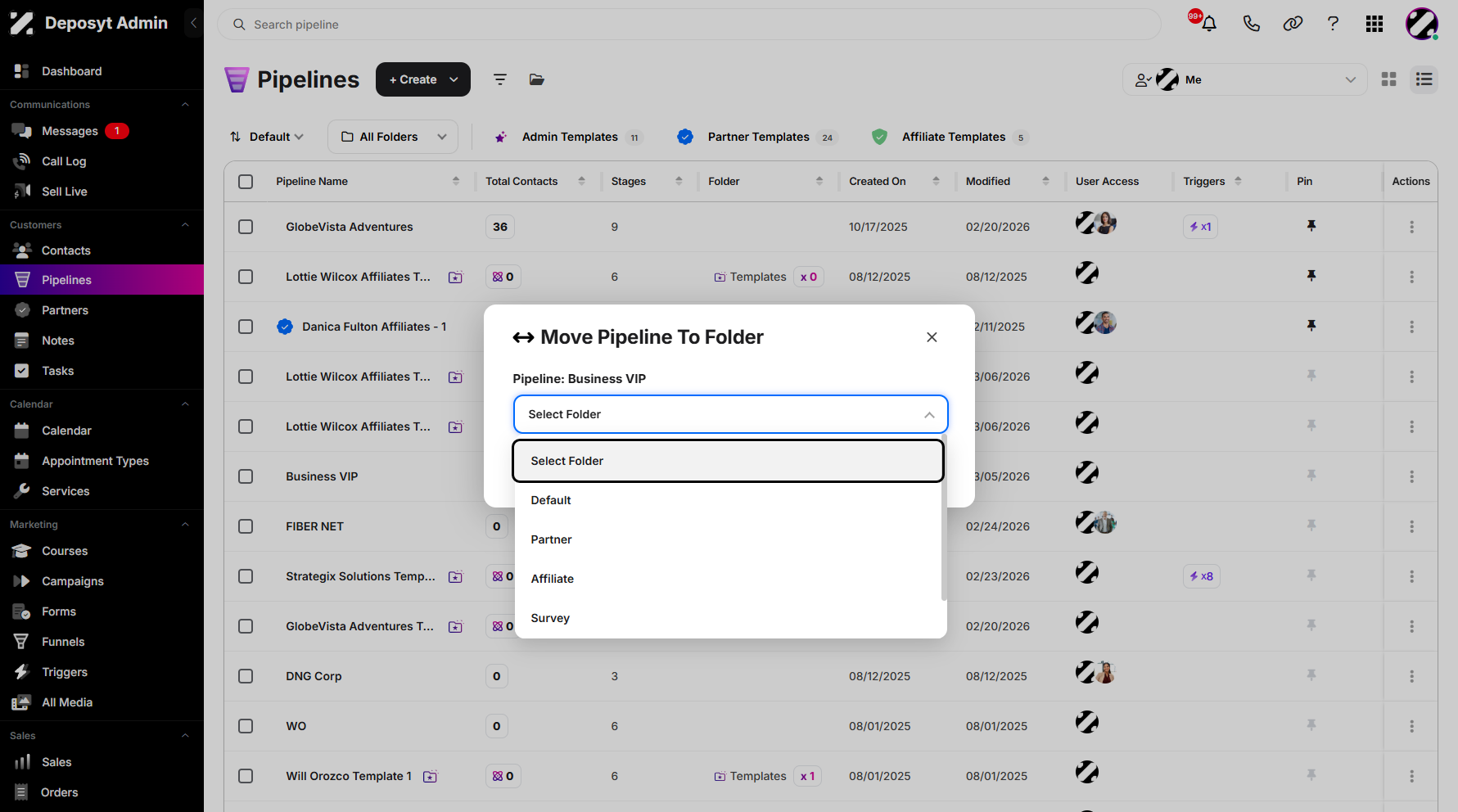 Step 10: Click on Select Folder dropdown menu to select a destination.