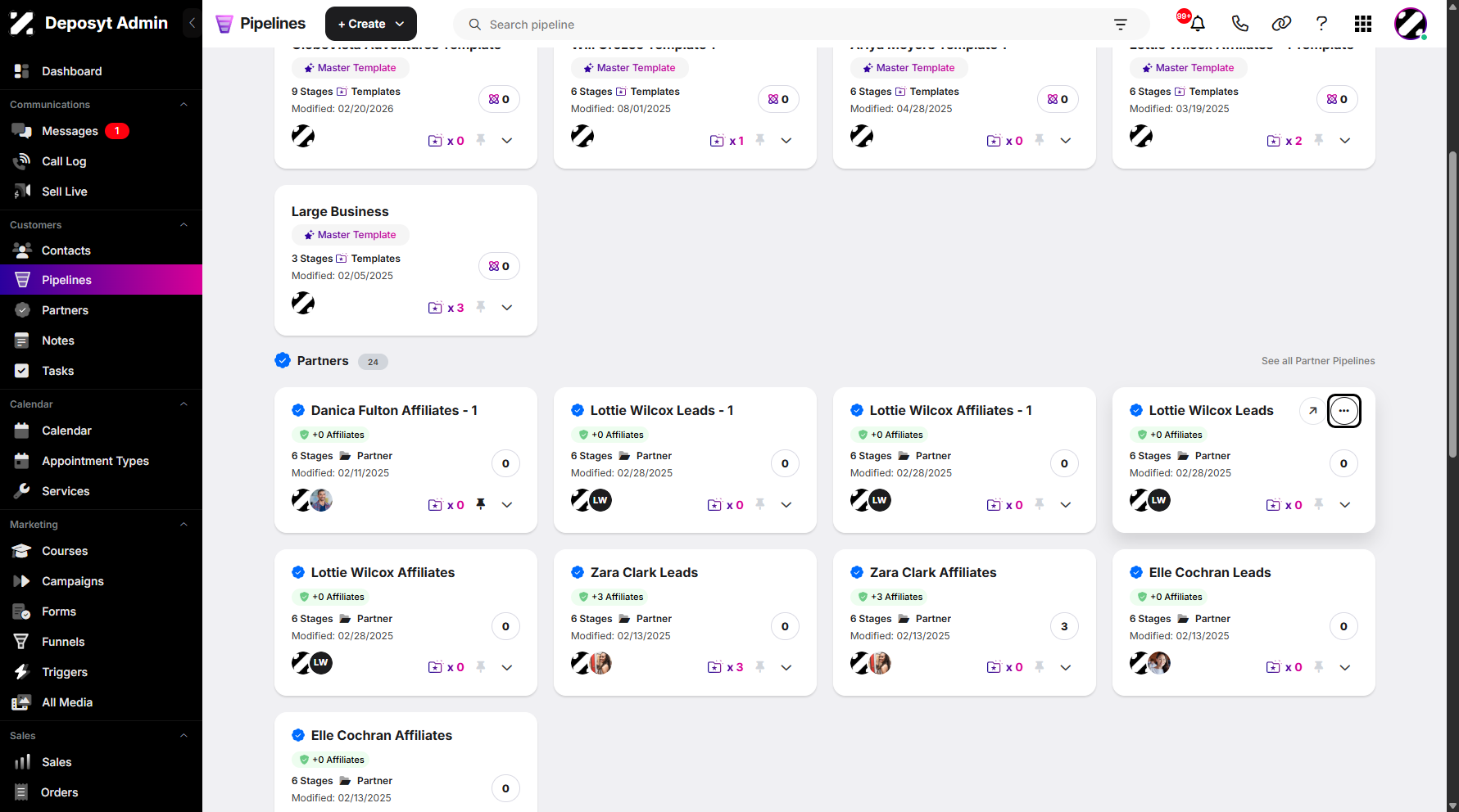 Step 3: Select a pipeline, then click the three-dot menu.