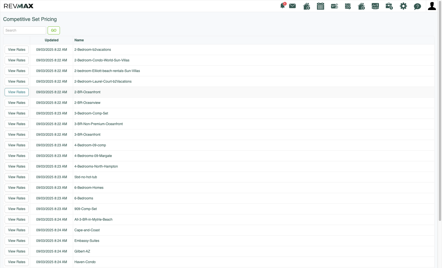 Click on View Rates next to any Comp Set that you'd like to view rates for
