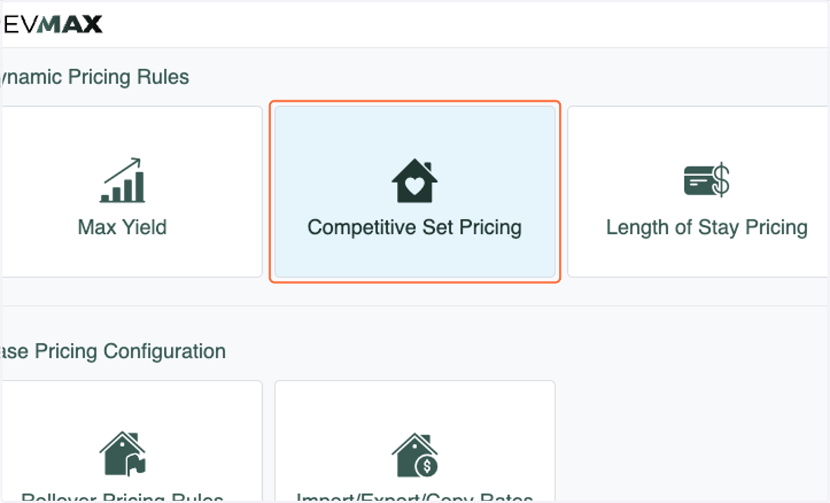 Click on Competitive Set Pricing