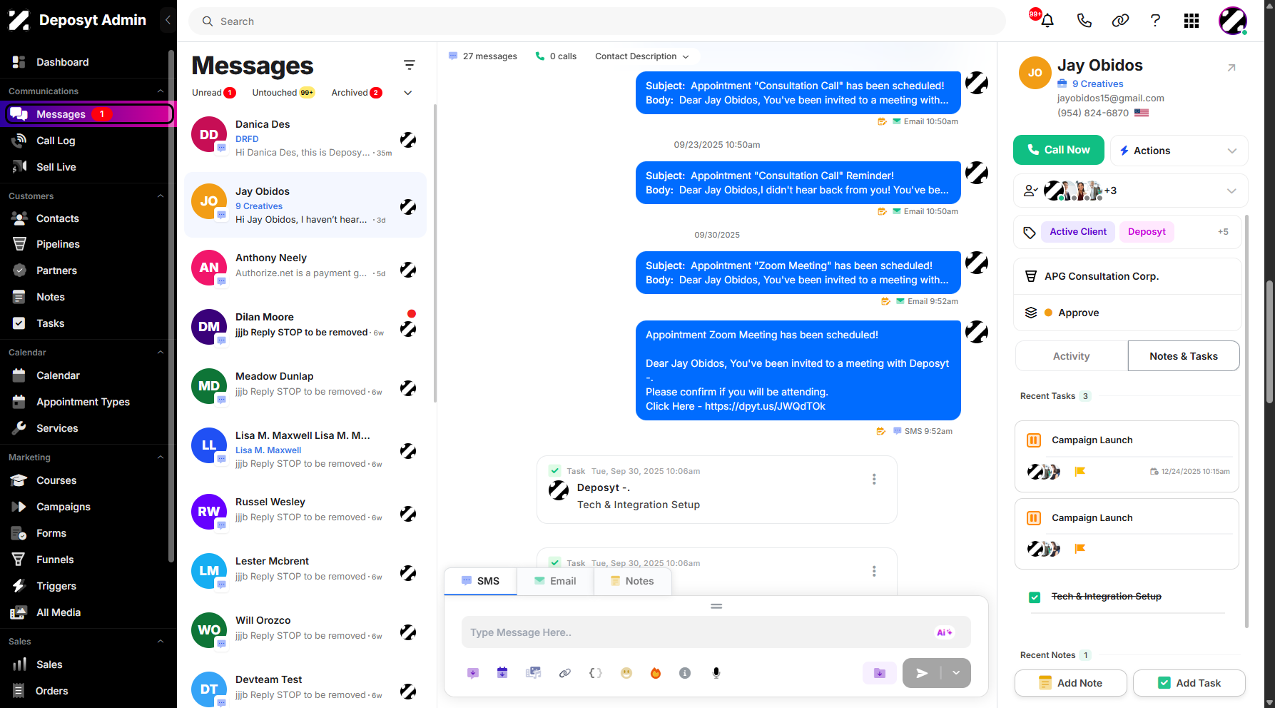 Step 1: On your Dashboard, navigate to the Messages tab under the Communications section.