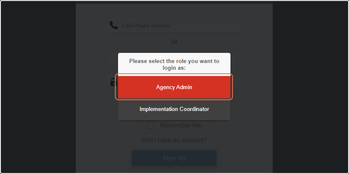 Click on Agency Admin