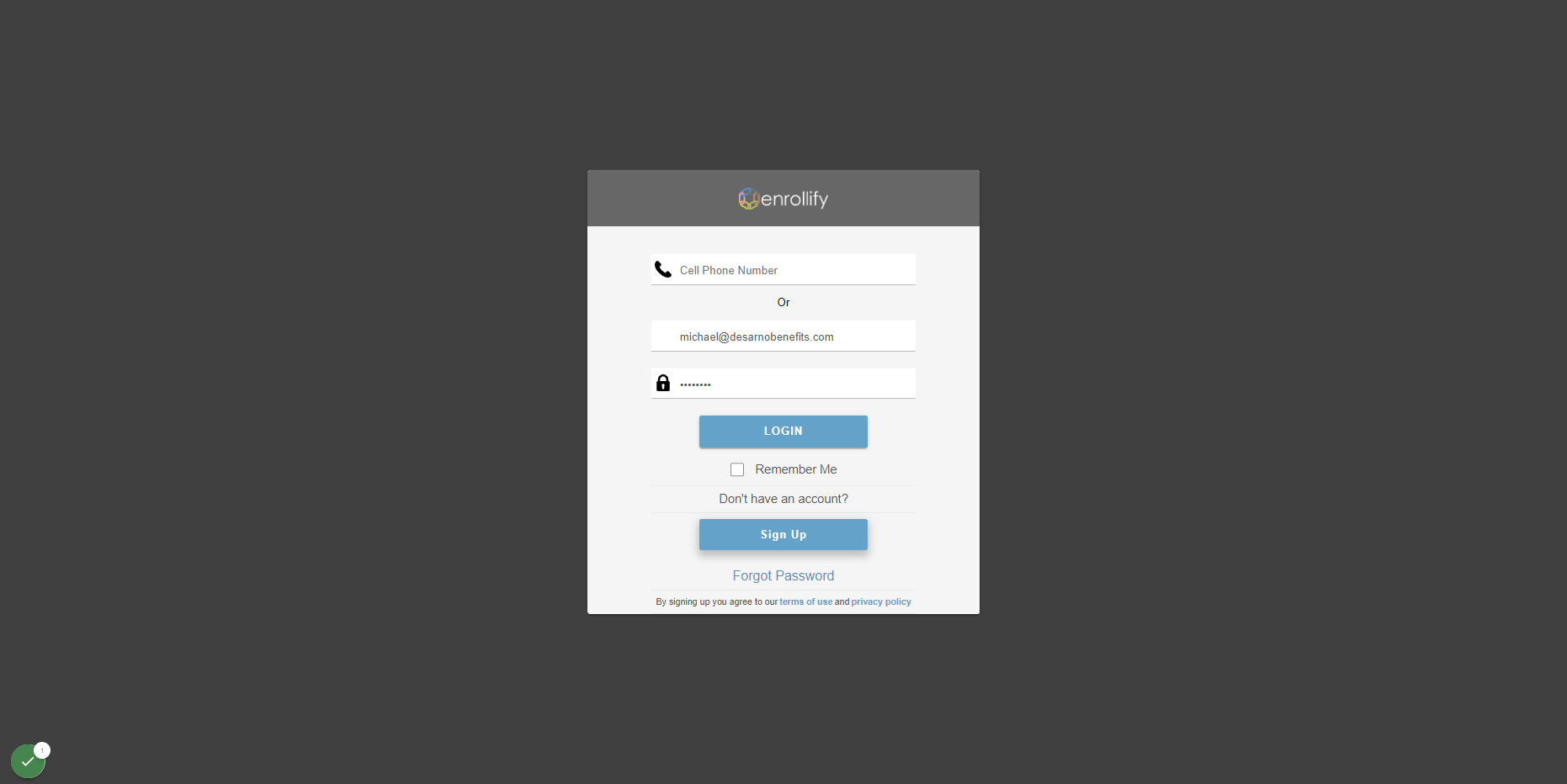 Enter Credentials and Click Login.