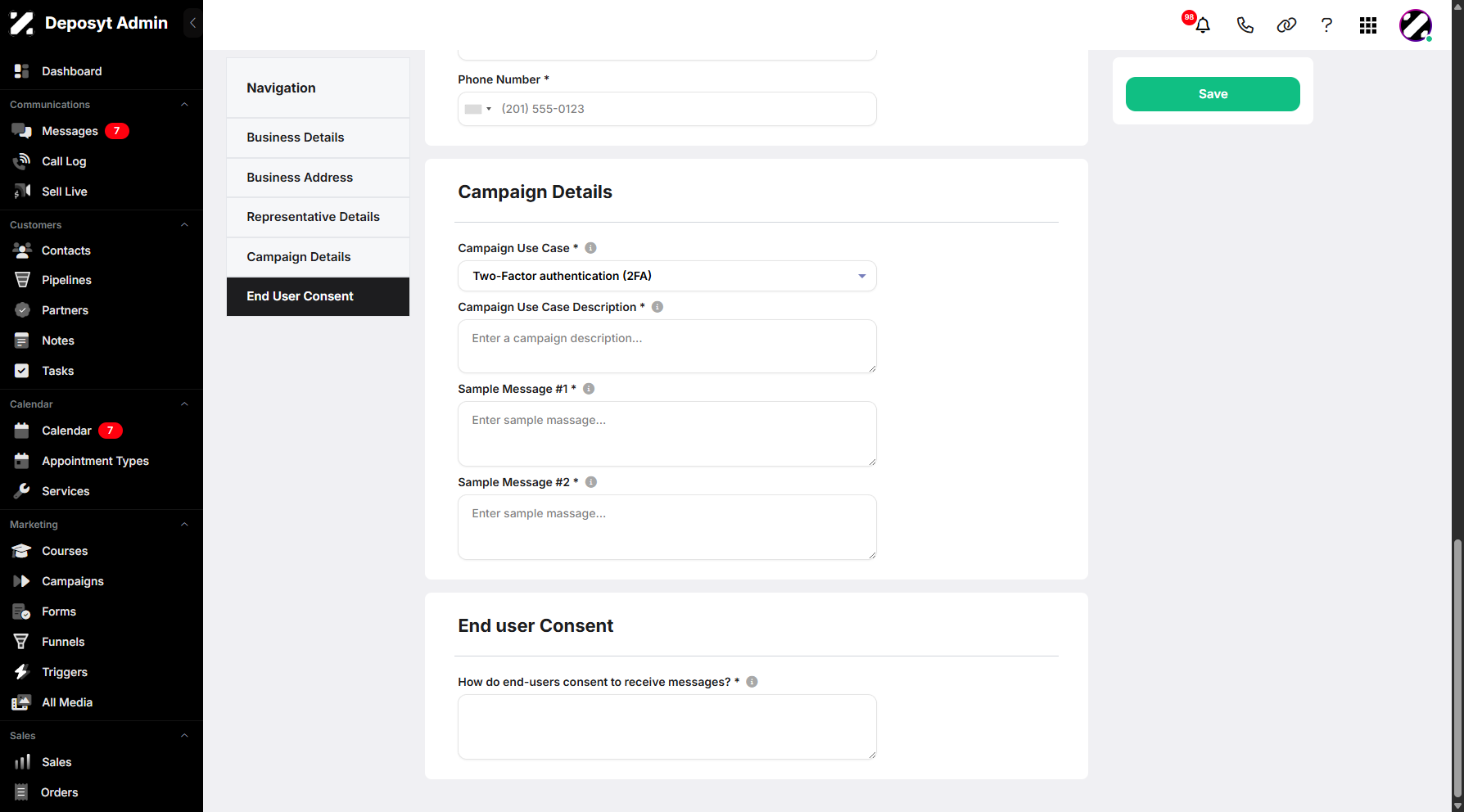 Step 10: Lastly, the End user Consent section.