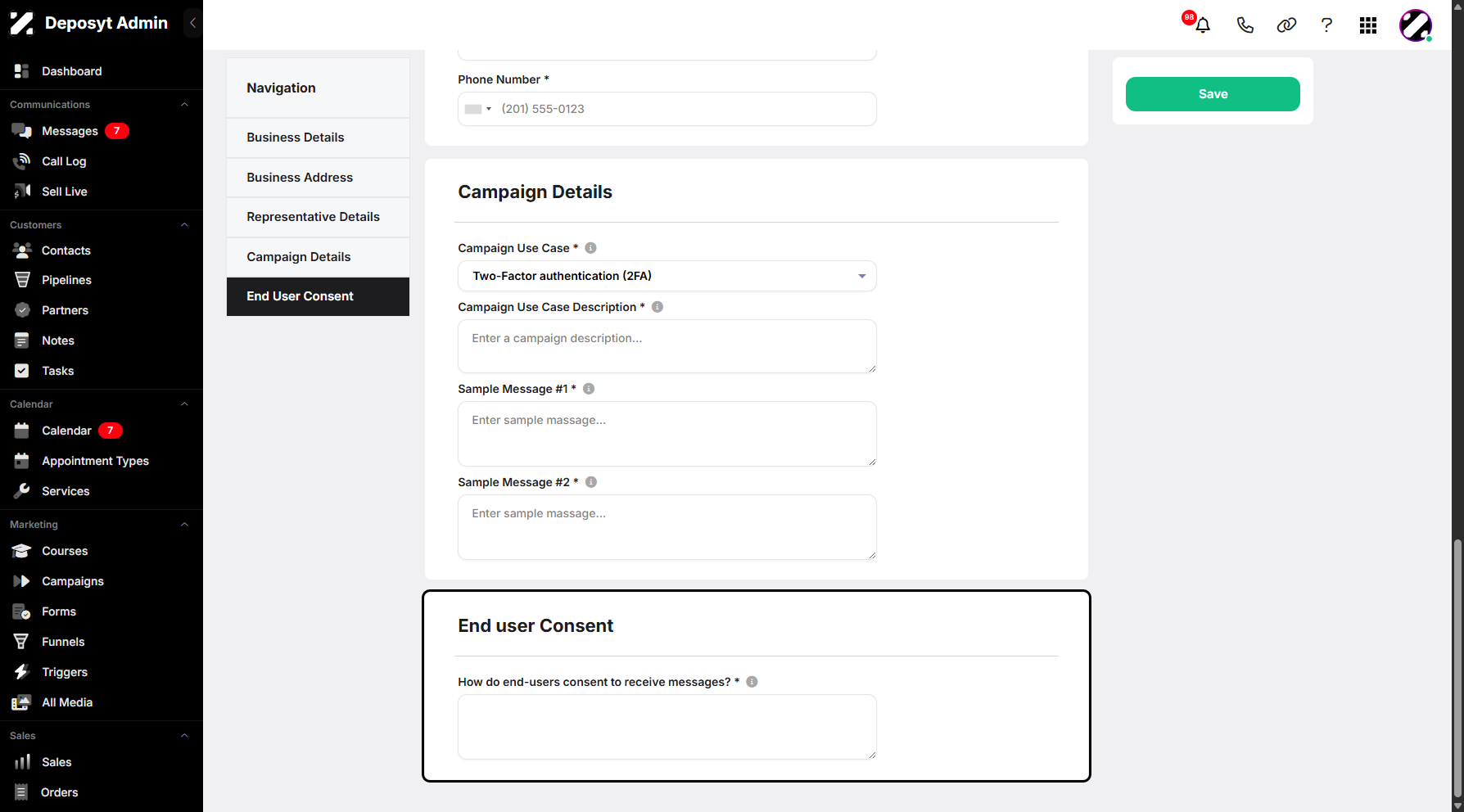 Step 10: Lastly, the End user Consent section.
