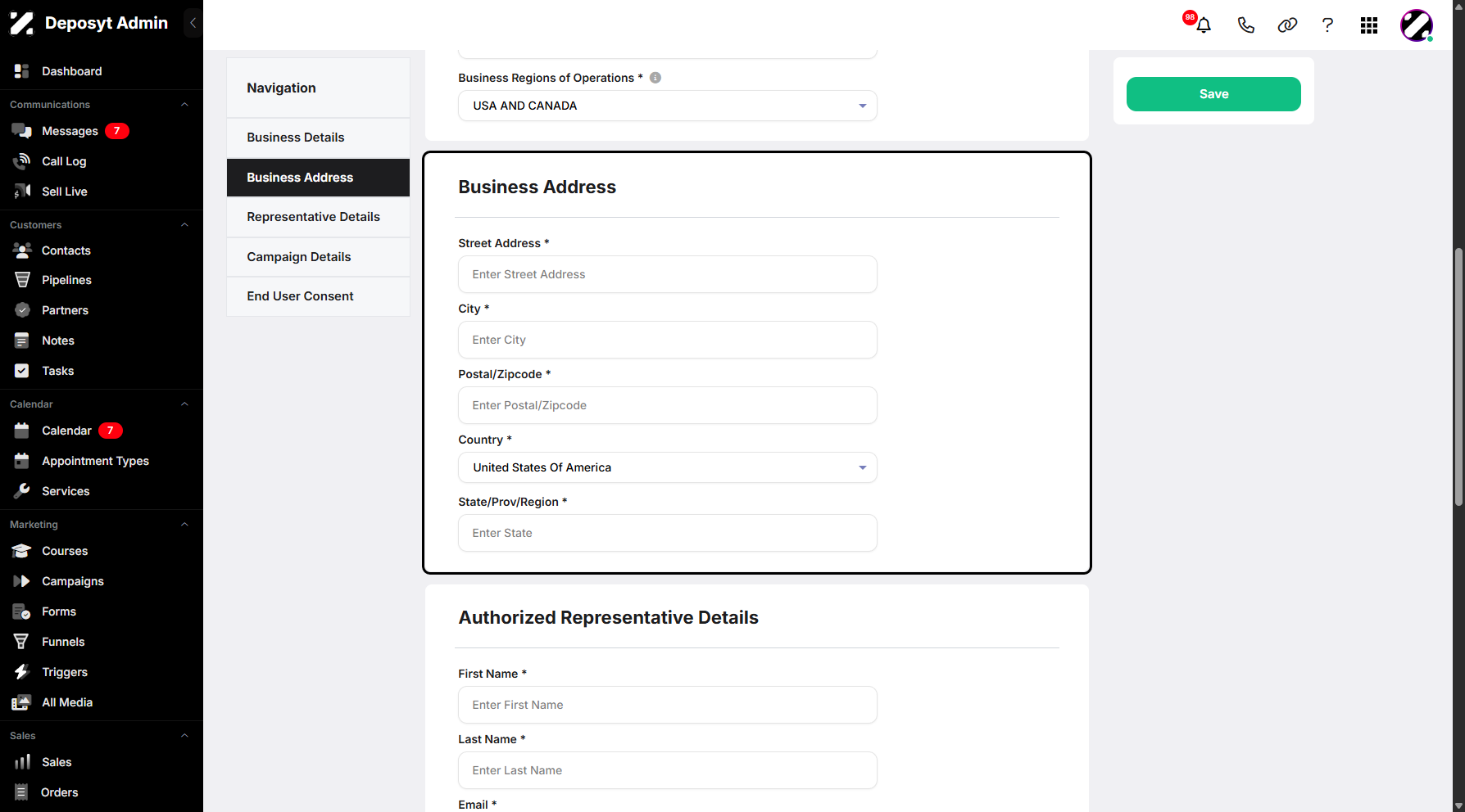 Step 7: Next is the Business Address section.