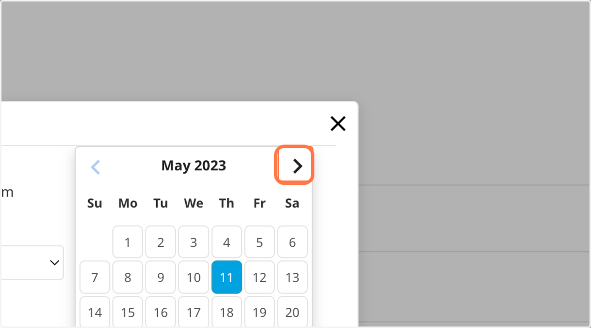 Navigate the calendar to find the month you'd like to request off